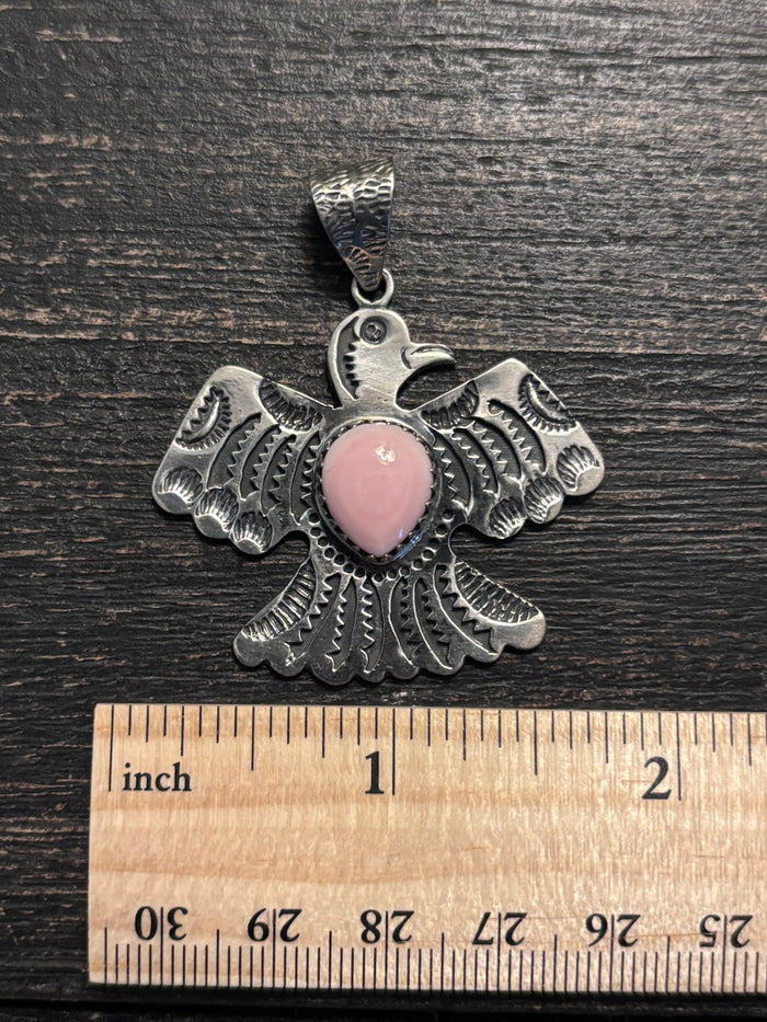 Pink Conch Thunderbird Pendant | Sterling Silver Southwest