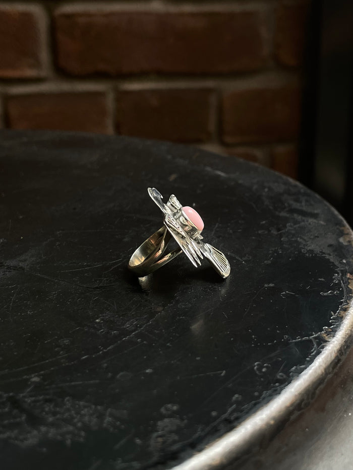 Pink Conch Thunderbird Ring | 925 Sterling Silver | Size 6 E296