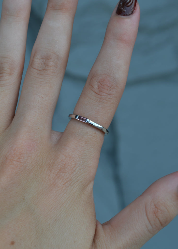 Pink Stone Sterling Silver Band