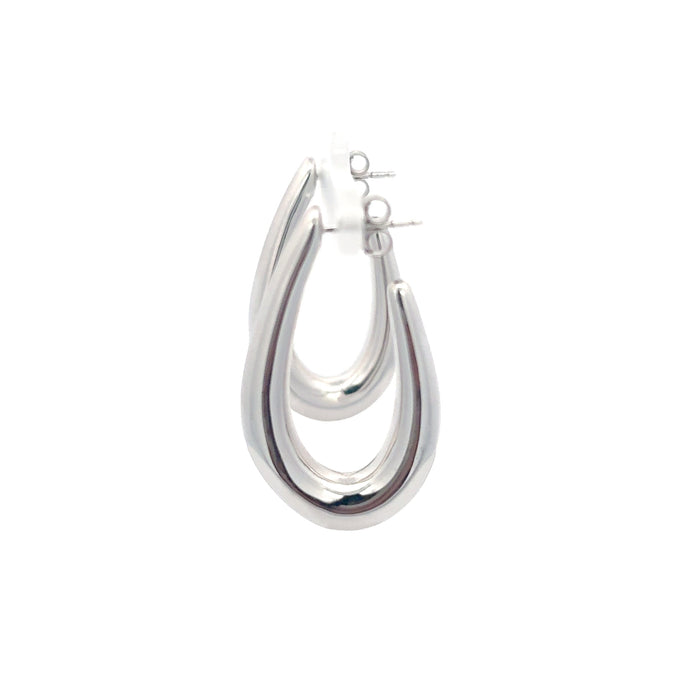 Polished Sterling Silver Teardrop Hoop Earrings