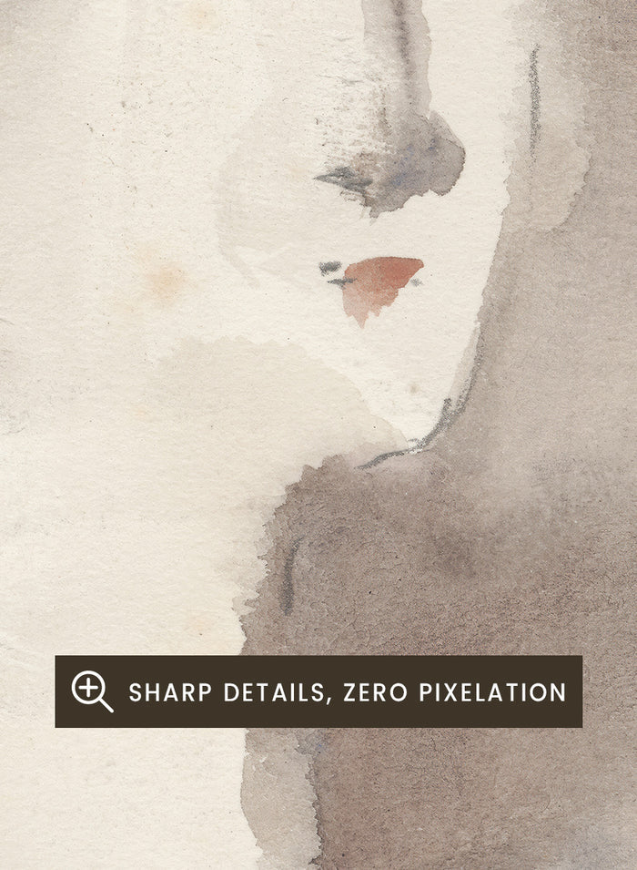 A watercolor portrait painting of a woman's face and upper torso, rendered in soft gray, brown, white, pale blue, and muted green washes. Portrait of a Woman by Hercules Brabazon Brabazon is a vintage watercolor art print featuring a softly painted woman in warm neutrals, blue, and olive tones.