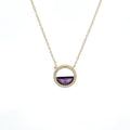 Purple Stone Halo Station Necklace