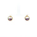 Purple Stone Halo Stud Earrings