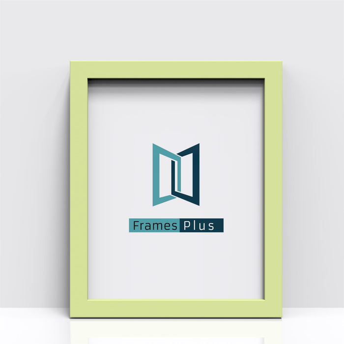 Rainbow Range green picture frame displaying the Frames Plus logo on a light background.