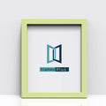 Rainbow Range green picture frame displaying the Frames Plus logo on a light background.