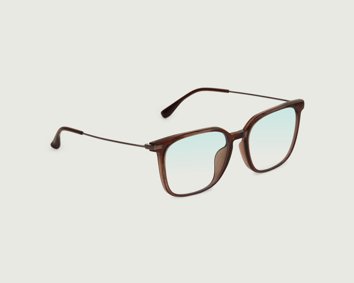 Whiskey::Reeves Anti-Radiation Glasses Square BROWN recycled polyester front diagonal