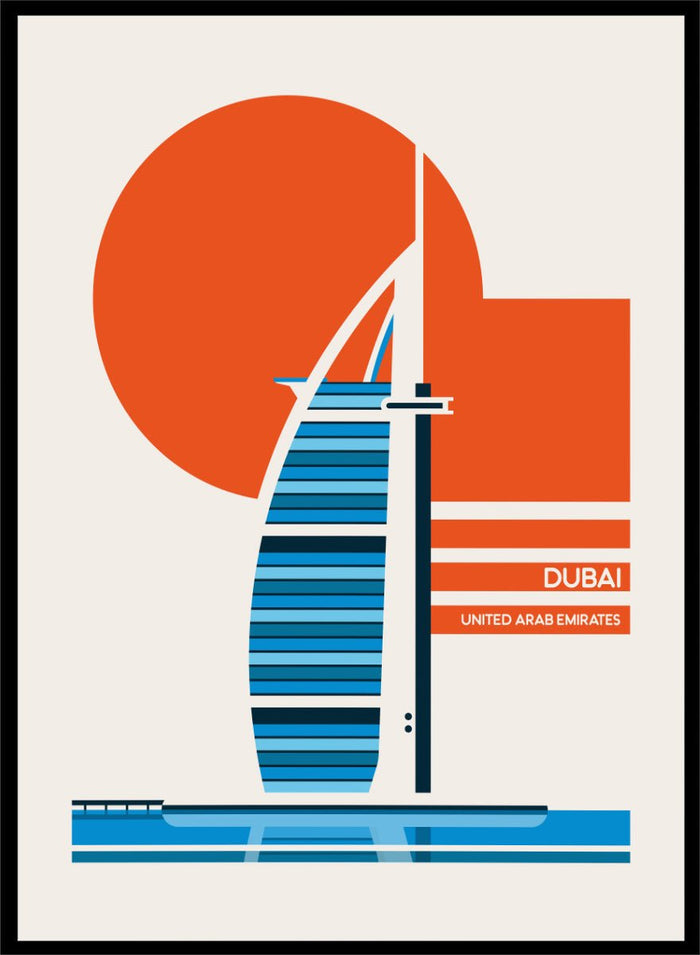 Retrodrome - Dubai Sail Building Sunset Art Print_Sugar & Canvas_Retrodrome