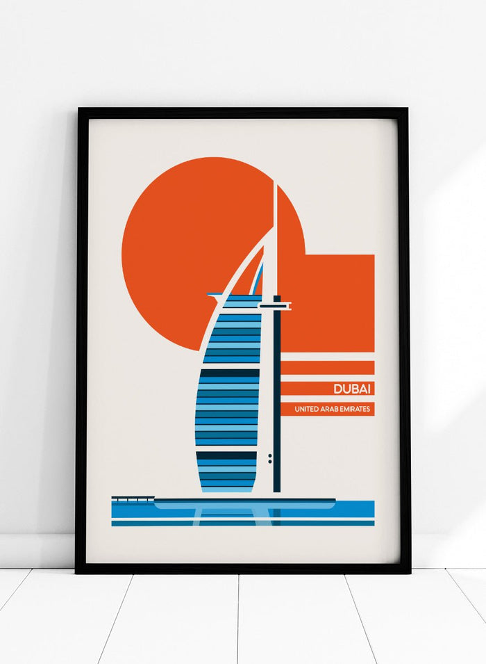 Retrodrome - Dubai Sail Building Sunset Art Print_Sugar & Canvas_Retrodrome