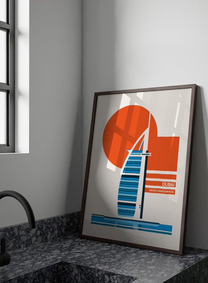 Retrodrome - Dubai Sail Building Sunset Art Print_Sugar & Canvas_Retrodrome