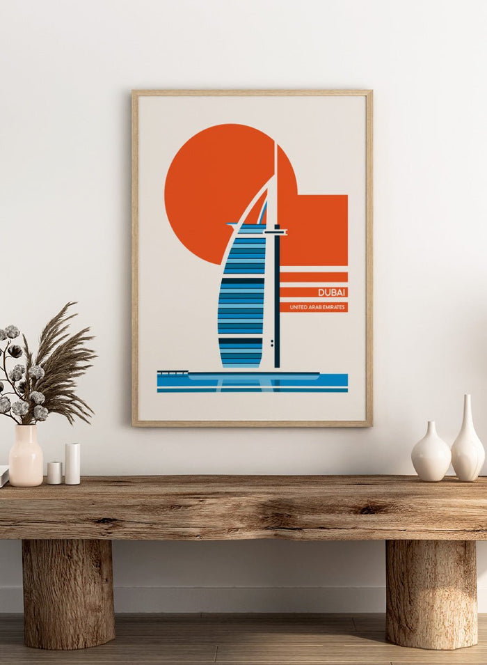 Retrodrome - Dubai Sail Building Sunset Art Print_Sugar & Canvas_Retrodrome