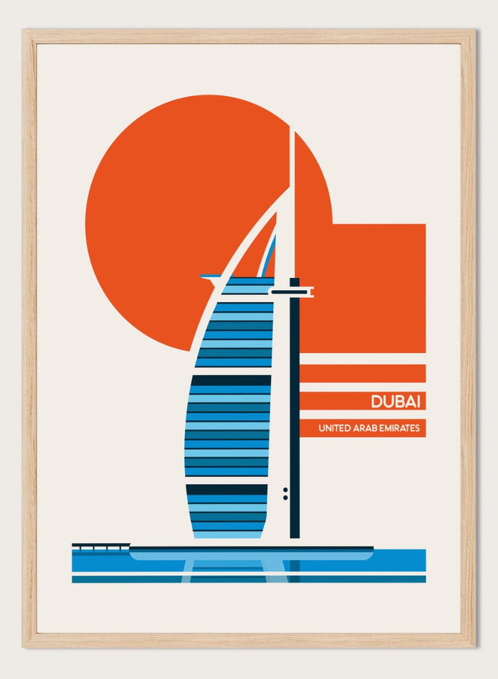 Retrodrome - Dubai Sail Building Sunset Art Print_Sugar & Canvas_Retrodrome