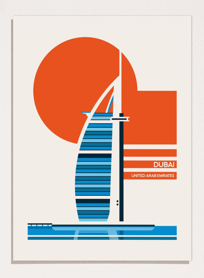 Retrodrome - Dubai Sail Building Sunset Art Print_Sugar & Canvas_Retrodrome
