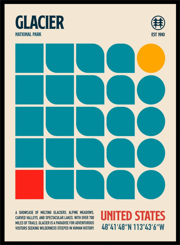 Retrodrome - Glacier National Park Retro Art Print_Sugar & Canvas_Retrodrome