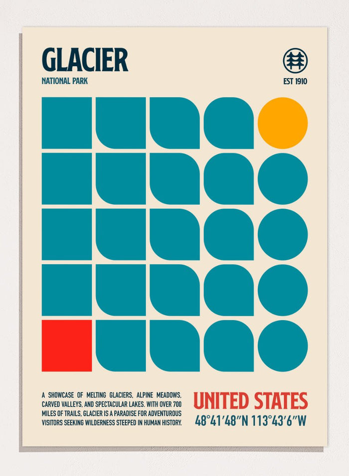 Retrodrome - Glacier National Park Retro Art Print_Sugar & Canvas_Retrodrome