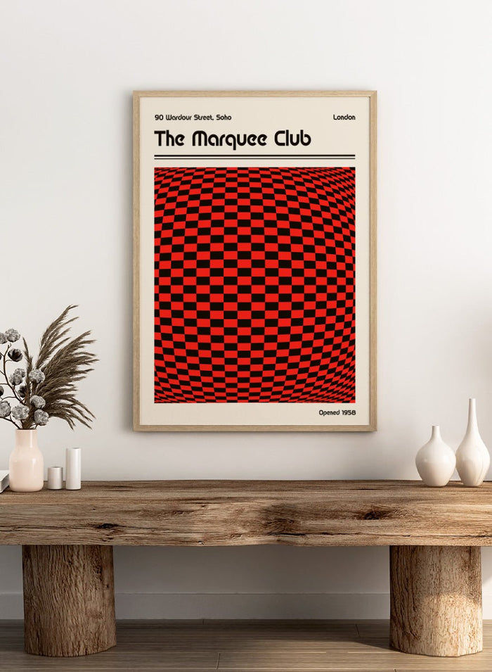 Retrodrome - Warped Red Black Checkers Art Print_Sugar & Canvas_Retrodrome