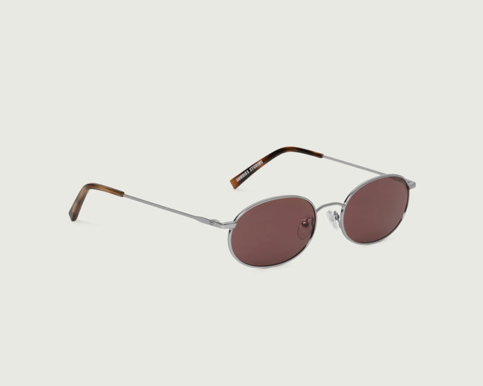 Silver::Romy Sunglasses oval Silver metal front diagonal
