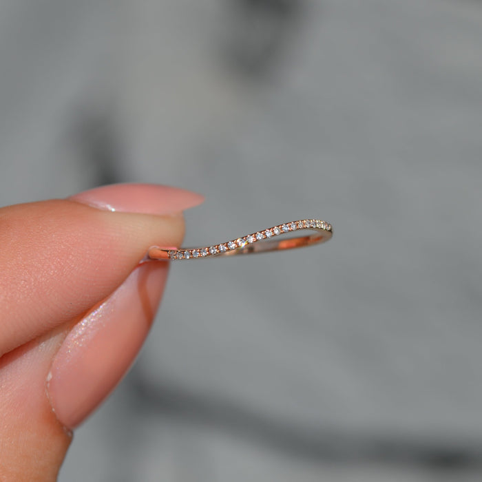 Rose Gold Curved Diamond Stacking Band Ring