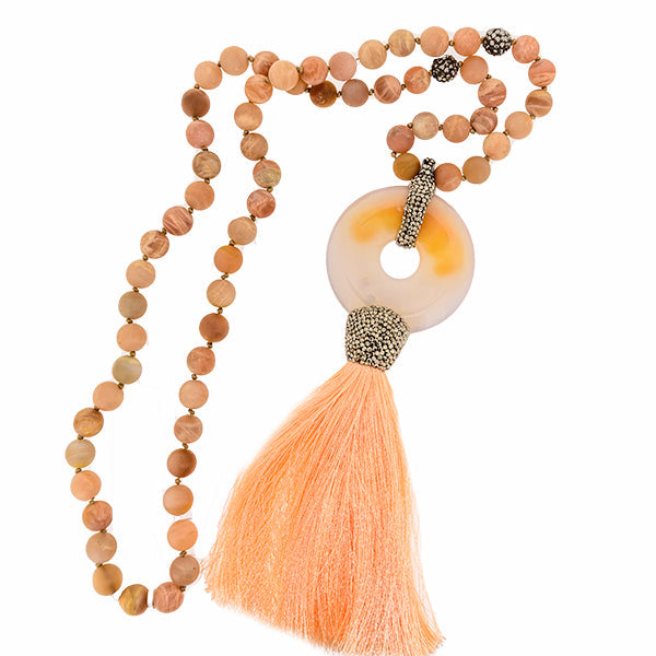 Royal Collection Agate Tassel Necklace