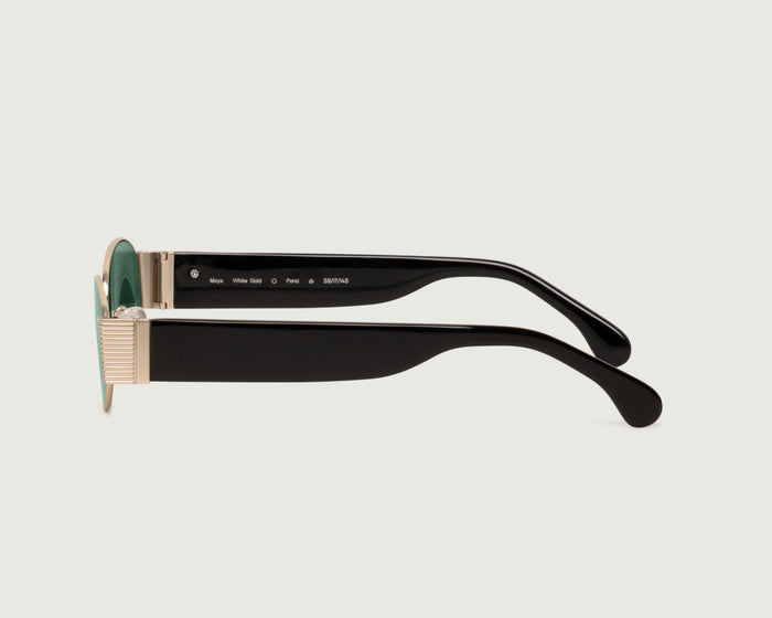 White Gold Pond::Moya Sunglasses oval Gold metal side
