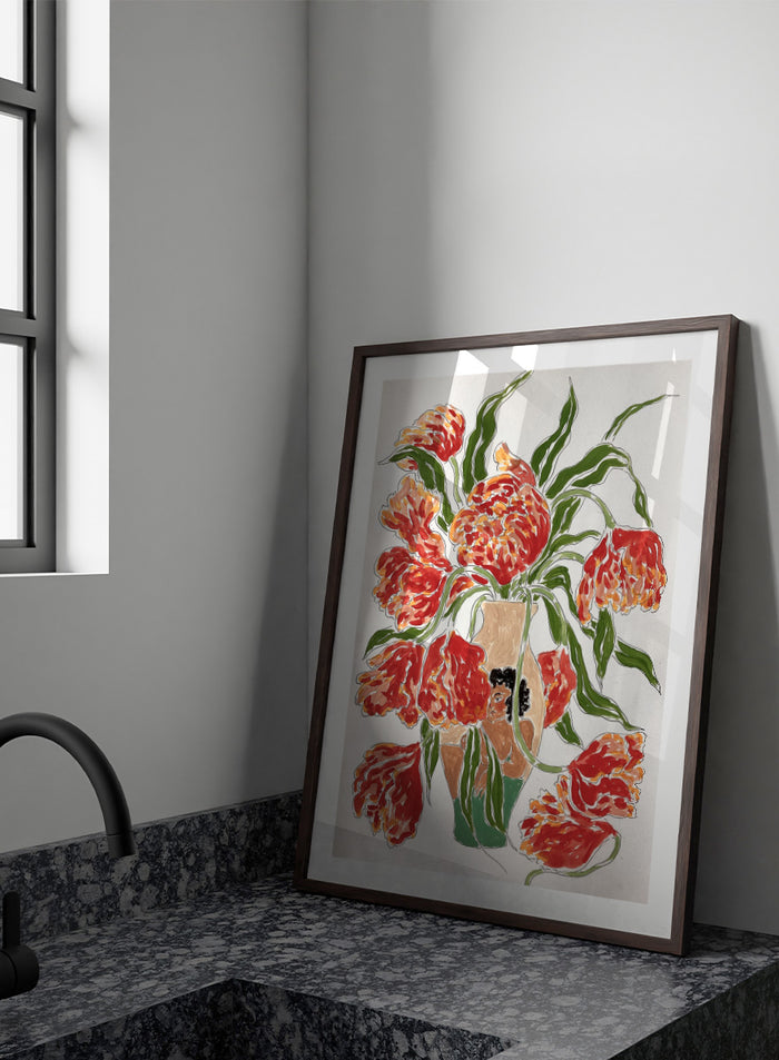 Rushati Chowdhury - Vibrant Tulips in Vase Art Print