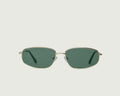White-Gold::Ryder Wide Sunglasses rectangle Gold metal front