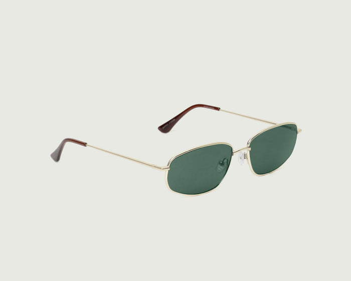 White-Gold::Ryder Wide Sunglasses rectangle Gold metal front diagonal
