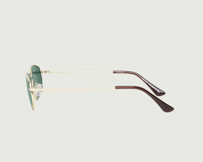 White-Gold::Ryder Wide Sunglasses rectangle Gold metal side