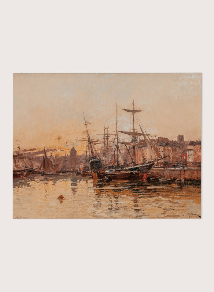 "Sailboats at the Dock in Normandy" Art Print