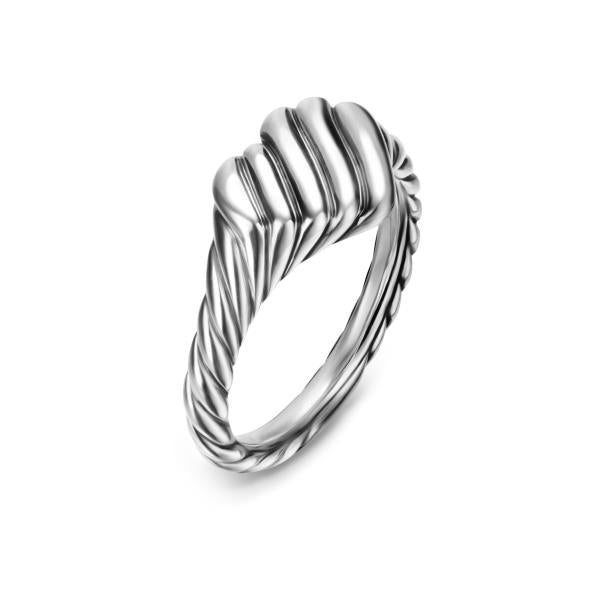 Sculpted Cable Heart Pinky Ring in Sterling Silver, 9mm
