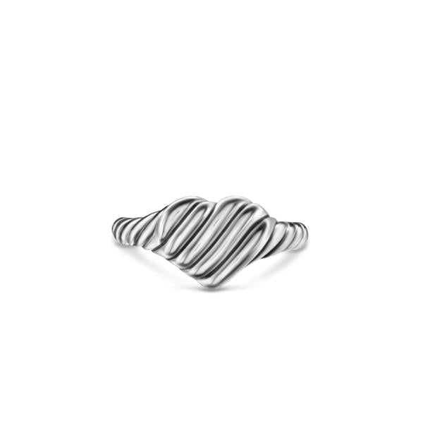 Sculpted Cable Heart Pinky Ring in Sterling Silver, 9mm