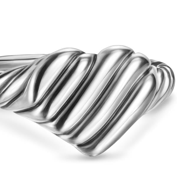 Sculpted Cable Heart Pinky Ring in Sterling Silver, 9mm