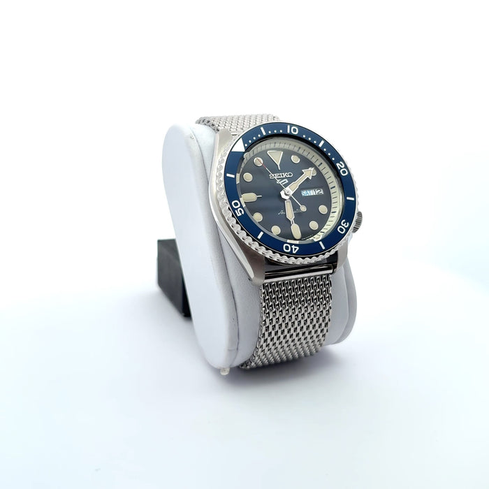 Seiko 5 Automatic Blue Dial Mesh Bracelet Watch