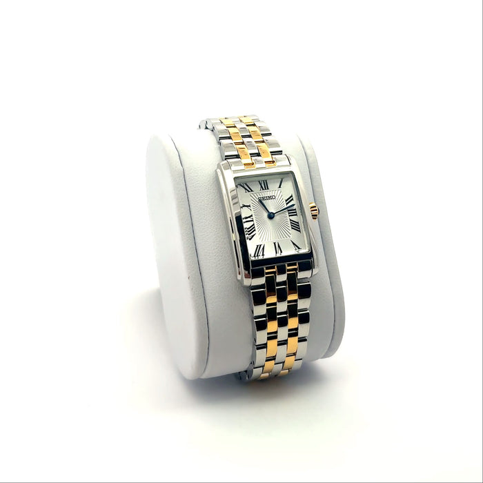 Seiko Two-Tone Rectangular White Dial Watch