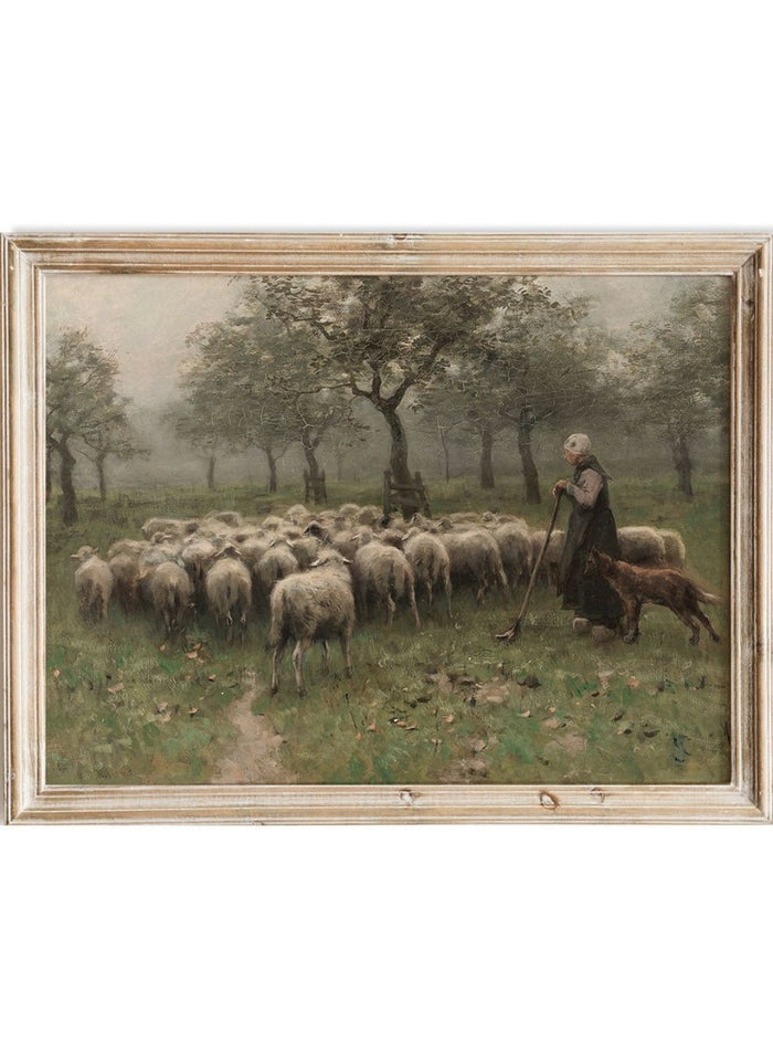 "Shepherdess with a Flock of Sheep" Art Print_Sugar & Canvas_Anton Mauve