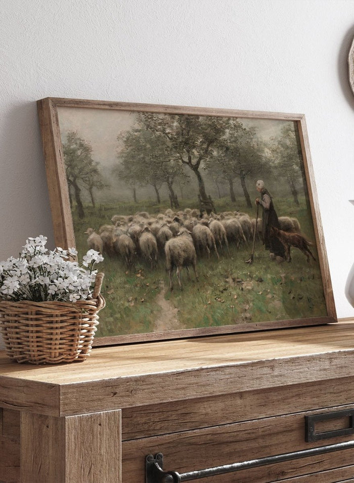 "Shepherdess with a Flock of Sheep" Art Print_Sugar & Canvas_Anton Mauve