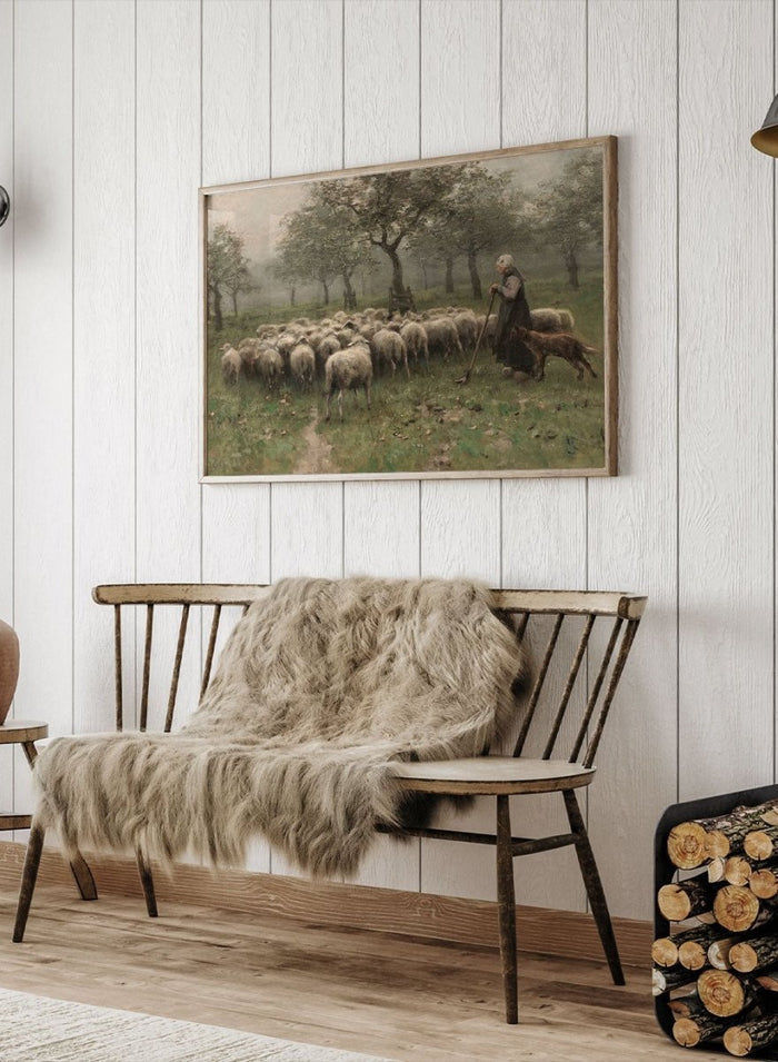 "Shepherdess with a Flock of Sheep" Art Print_Sugar & Canvas_Anton Mauve