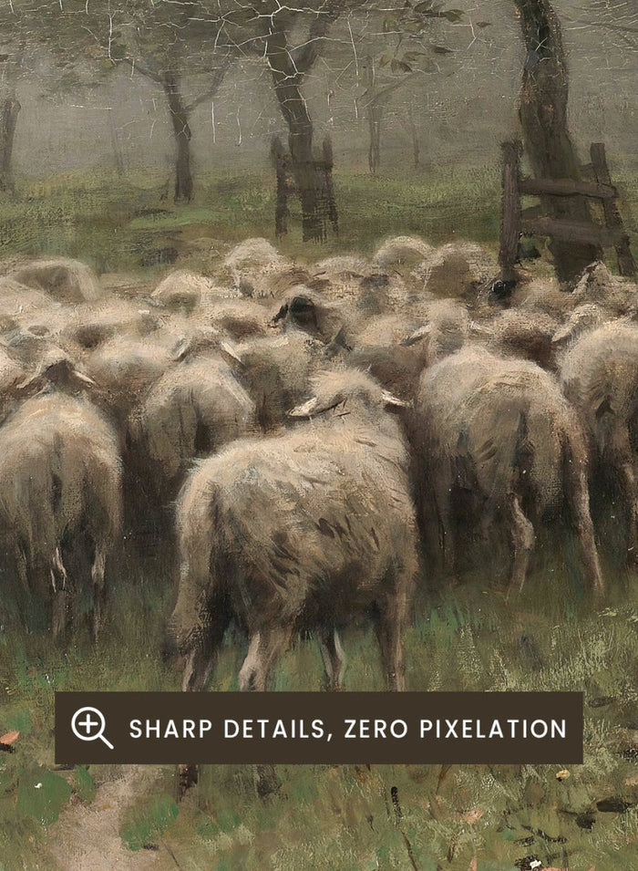"Shepherdess with a Flock of Sheep" Art Print_Sugar & Canvas_Anton Mauve