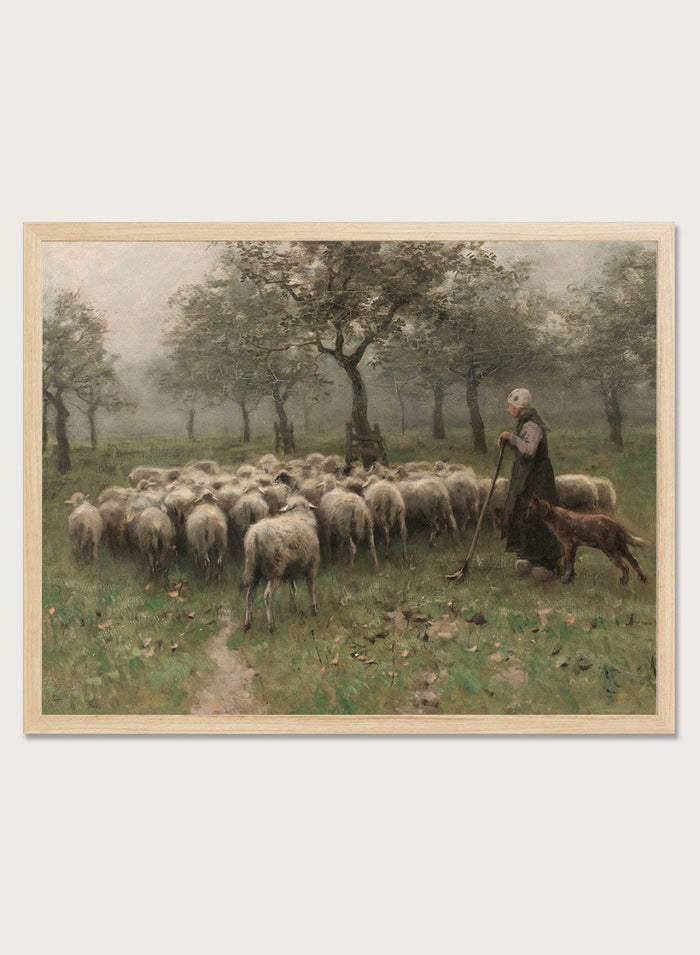 "Shepherdess with a Flock of Sheep" Art Print_Sugar & Canvas_Anton Mauve