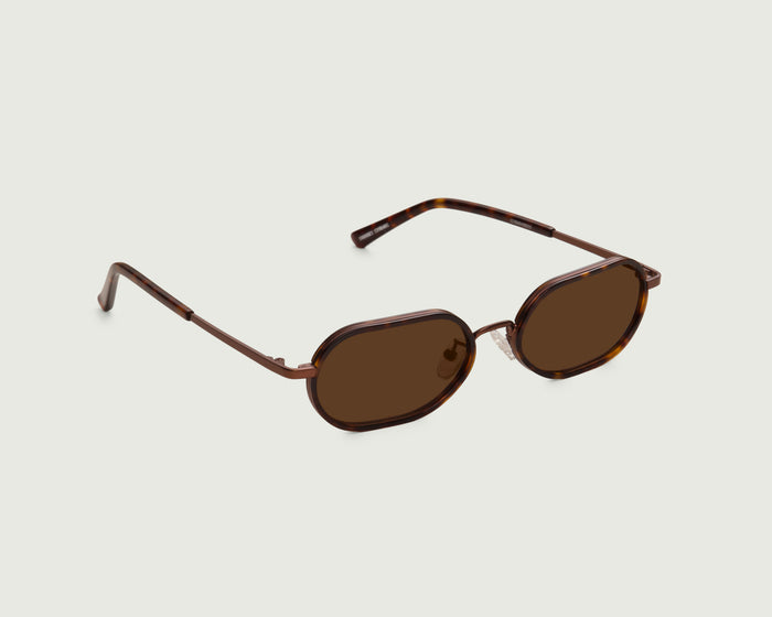Classic Tort:: Sunglasses Oval tort recycled polyester front diagonal
