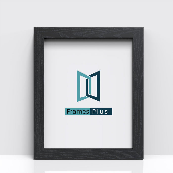 Sleek Range black picture and poster frame featuring the Frames Plus logo.