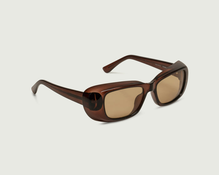 Whiskey::Sonny Sunglasses Square Brown recycled polyester front diagonal