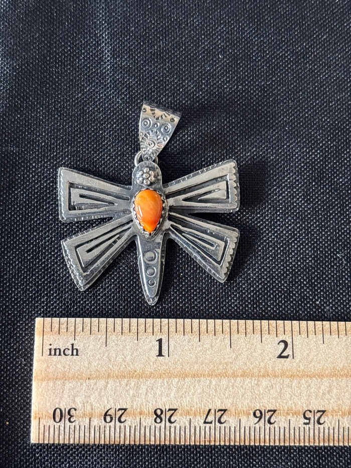 Spiny Oyster Dragonfly Pendant | Sterling Silver 925 C786