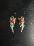 Spiny Oyster Lightning Bolt Dangle Earrings | 925 Sterling Silver C969