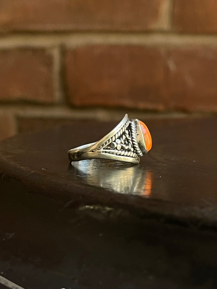 Spiny Oyster Tear Drop Ring Size 6.5 | 925 Sterling Silver G551