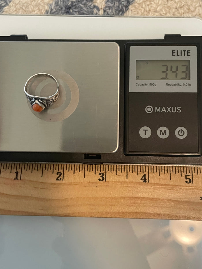 Spiny Oyster Tear Drop Ring Size 6.5 | 925 Sterling Silver G551
