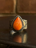 Spiny Oyster Tear Drop Ring Size 8.75| 925 Sterling Silver G549