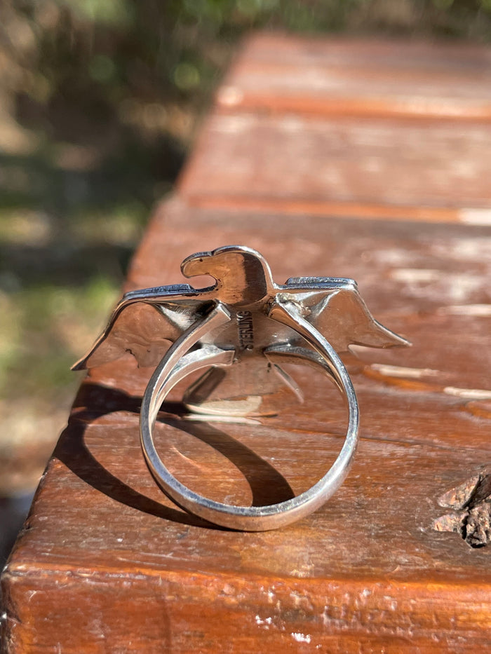 Spiny Oyster Thunderbird Ring Size 8.75 | 925 Sterling Silver Southwest D102