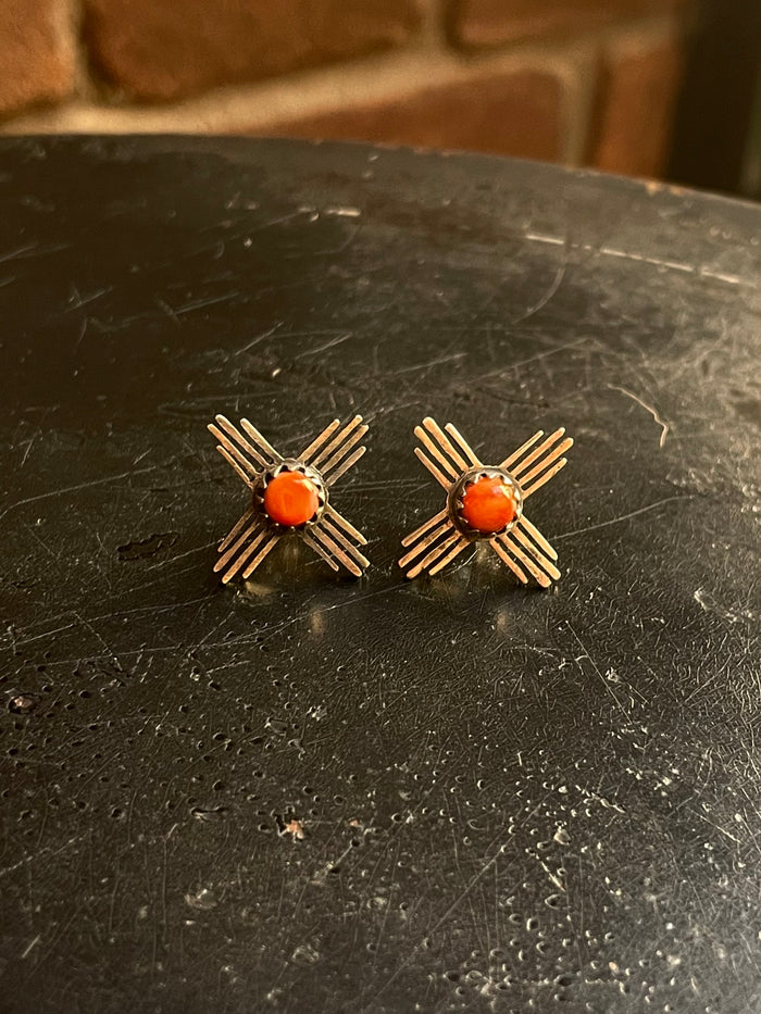 Spiny Oyster Zia Stud Earrings | 925 Sterling Silver G655