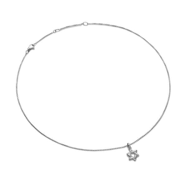 Star of David Pendant Necklace in Sterling Silver, 9.6mm