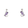 Sterling Silver Purple CZ Drop Earrings